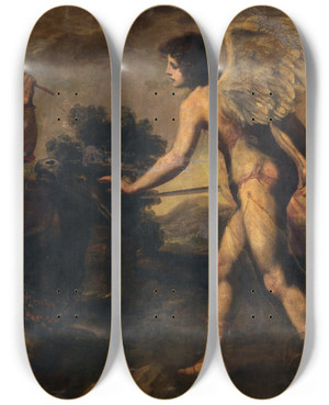Triptych art skateboard deck of Jacopo Vignali The Prophet Balaam And The Donkey by Jacopo Vignali (1592-1664)