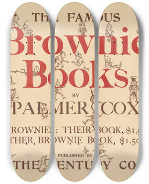 Triptych art skateboard deck of Palmer Cox The Famous Brownie Books by Palmer Cox (1840-1924)