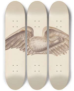 Triptych art skateboard deck of Harry King Wood Carving Eagle by Harry King