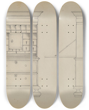 Triptych art skateboard deck of Bernard Gussow Desk_2 by Bernard Gussow