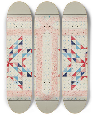 Triptych art skateboard deck of American 20Th Century Quilt_2 by American 20Th Century