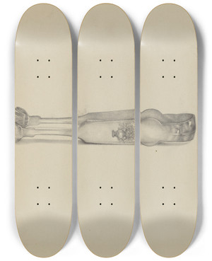 Triptych art skateboard deck of Kalamian Walton Silver Sugar Tongs_7 by Kalamian Walton