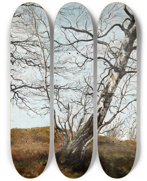 Triptych art skateboard deck of Carl Julius Von Leypold Oak And Birch by Carl Julius Von Leypold (1806-1874)