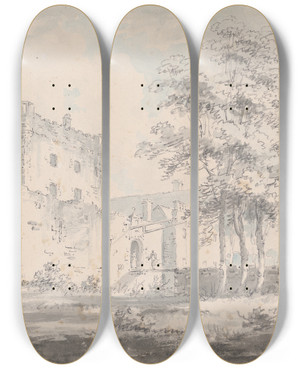 Triptych art skateboard deck of James Moore Cawdor Castle Scotland_3 by James Moore (1762-1799)
