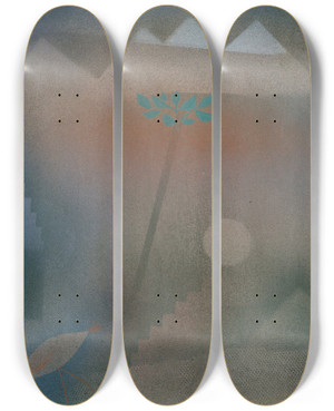 Triptych art skateboard deck of Paul Klee Bird Wandering Off by Paul Klee (1879-1940)
