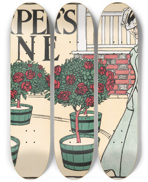 Triptych art skateboard deck of Edward Penfield Harpers June_1 by Edward Penfield (1866-1925)