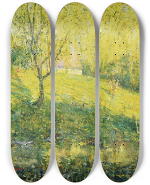 Triptych art skateboard deck of Ernest Lawson Spring_1 by Ernest Lawson (1873-1939)