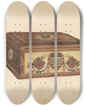 Triptych art skateboard deck of Eleanor Gausser Jewel Box by Eleanor Gausser