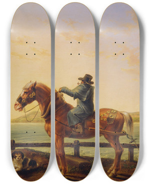 Triptych art skateboard deck of Sigmund Ferdinand Ritter Von Perger Schiffszieher by Sigmund Ferdinand Ritter Von Perger (1778-1841)