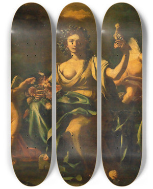 Triptych art skateboard deck of Francesco De Mura Allegory Of The Seasons_2 by Francesco de Mura (1696-1782)