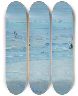 Triptych art skateboard deck of Samuel John Peploe Paris Plage by Samuel John Peploe (1871-1935)