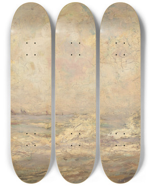 Triptych art skateboard deck of George Grosvenor Thomas Seascape by George Grosvenor Thomas (1856-1923)