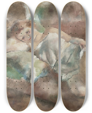Triptych art skateboard deck of Jules Pascin Le Repos Du Modle by Jules Pascin (1885-1930)