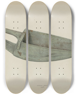 Triptych art skateboard deck of Eugene Bartz Wooden Scoop by Eugene Bartz