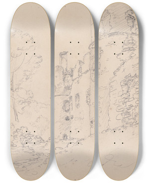 Triptych art skateboard deck of James Moore Boyne Castle Scotland_2 by James Moore (1762-1799)