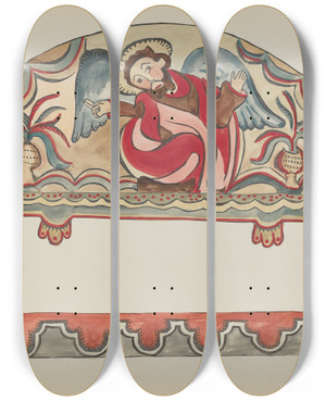 Triptych art skateboard deck of American 20Th Century Plate 15 The Creation Lunette From Portfolio Spanish Colonial Designs Of New Mexico_2 by American 20Th Century