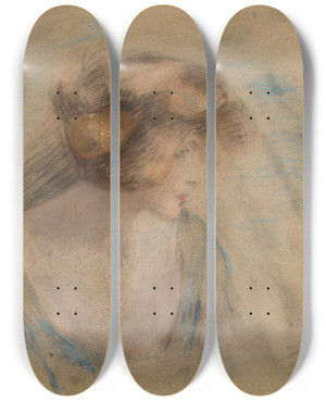 Triptych art skateboard deck of Alice Pike Barney Fantasy by Alice Pike Barney (1857-1931)