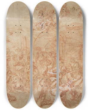 Triptych art skateboard deck of Cesare Pollino Adoration Of The Magi by Cesare Pollino (1560-1600)