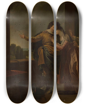 Triptych art skateboard deck of Marcello Bacciarelli Romeo And Juliet by Marcello Bacciarelli (1731-1818)