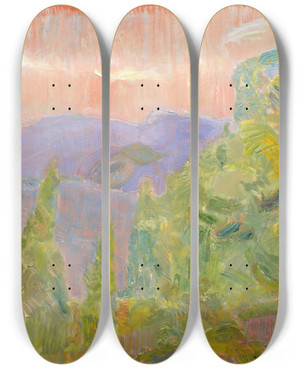 Triptych art skateboard deck of Thorvald Erichsen From Holmsbu_2 by Thorvald Erichsen (1868-1939)