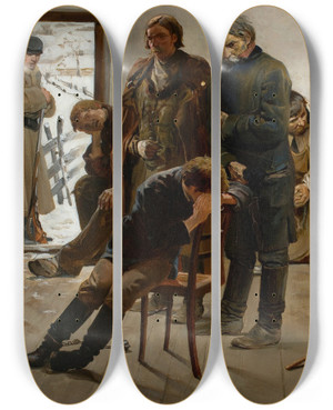 Triptych art skateboard deck of Jacek Malczewski On The Way To Exile Prisoners by Jacek Malczewski (1854-1929)