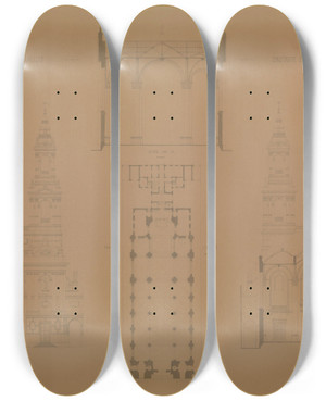 Triptych art skateboard deck of Tieleman Frans Suys Saint Josephs Church In Brussels by Tieleman Frans Suys Triptych art skateboard deck of Tieleman Frans Suys Saint Josephs Church In Brussels by Tieleman Frans Suys
