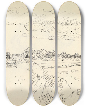 Triptych art skateboard deck of Harold Gilman Romney Marsh_1 by Harold Gilman (1876-1919)