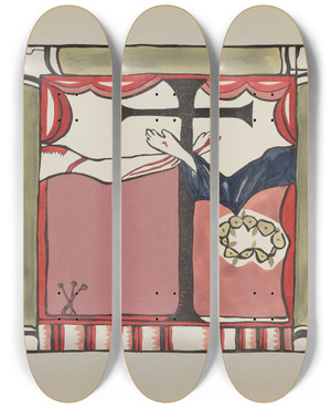 Triptych art skateboard deck of American 20Th Century Plate 14 Main Altarpiece Chimayo From Portfolio Spanish Colonial Designs Of New Mexico_2 by American 20Th Century