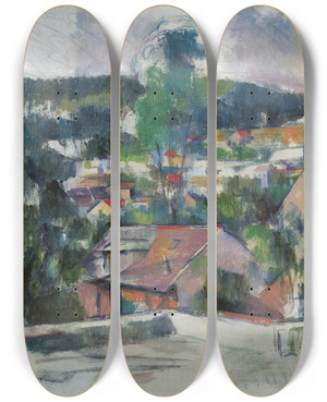 Triptych art skateboard deck of Paul Czanne Landscape by Paul Cezanne (1839-1906)
