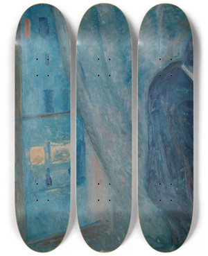Triptych art skateboard deck of Edvard Munch The Kiss_2 by Edvard Munch (1863-1944)