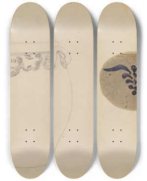 Triptych art skateboard deck of Charles Caseau Crock_6 by Charles Caseau (1880)