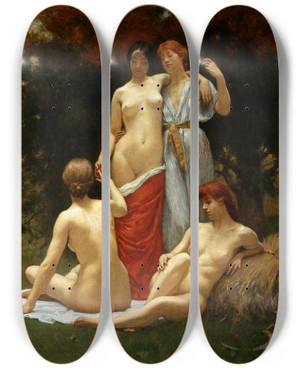 Triptych art skateboard deck of Kenyon Cox An Eclogue by Kenyon Cox (1856-1919)
