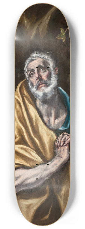 El Greco (Domenikos Theotokopoulos) - The Penitent Saint Peter 8.25 inch art skate deck