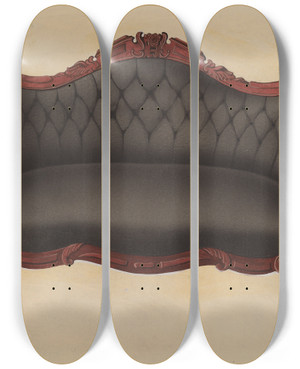 Triptych art skateboard deck of Beverly Chichester Settee Couch by Beverly Chichester (20-)