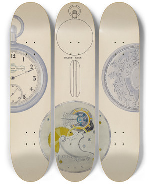 Triptych art skateboard deck of Harry G Aberdeen Watch Dial And Frame_2 by Harry G Aberdeen