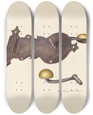 Triptych art skateboard deck of Samuel W Ford Lock And Key by Samuel W Ford