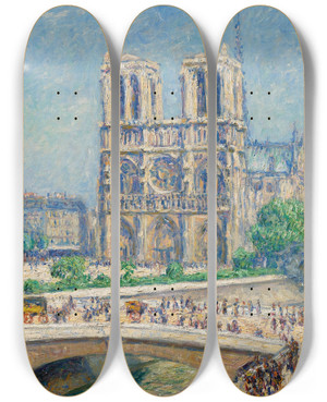 Triptych art skateboard deck of Francis Picabia Notredame Effet De Soleil by Francis Picabia (1879-1953)