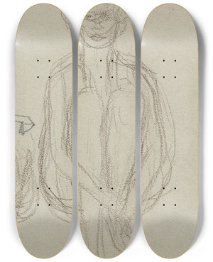 Triptych art skateboard deck of Pierre Bonnard Tudes De Nu Assis Et Tte De Femme by Pierre Bonnard (1867-1947)