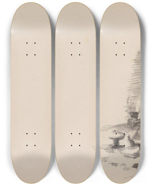 Triptych art skateboard deck of James Ensor Seated Woman by James Ensor (1860-1949)