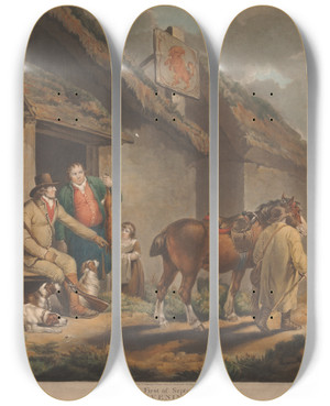 Triptych art skateboard deck of George Morland The First Of September Evening by George Morland (1763-1804)