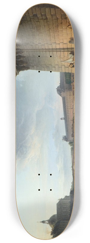 Elias Martin - View of Paris from the Embankment beneath the Pont Neuf 8.25 inch art skate deck