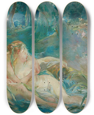 Triptych art skateboard deck of Berthe Morisot Apollon Rvlant Sa Divinit La Bergre Iss After Franois Boucher by Berthe Morisot (1841-1895)