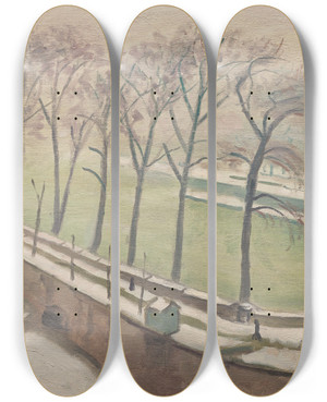Triptych art skateboard deck of Albert Marquet Pontneuf Sous La Neige by Albert Marquet (1875-1947)