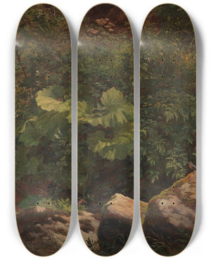 Triptych art skateboard deck of Gustav Friedrich Papperitz Pflanzenstudie_2 by Gustav Friedrich Papperitz (1813-1861)