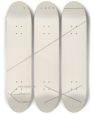 Triptych art skateboard deck of El Lissitzky Suprematisch Worden Van Twee Kwa Dra Ten In 6 Konstrukties Pl 5 by El Lissitzky (1890-1941)