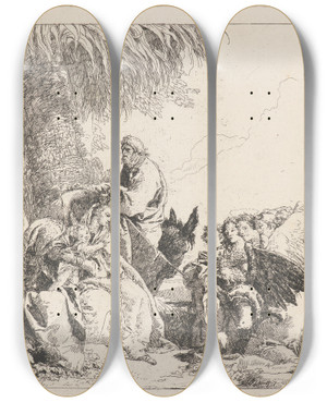 Triptych art skateboard deck of Giovanni Domenico Tiepolo The Rest On The Flight With Adoring Angels by Giovanni Domenico Tiepolo (1727-1804) Triptych art skateboard deck of Giovanni Domenico Tiepolo The Rest On The Flight With Adoring Angels by Giovanni Domenico Tiepolo (1727-1804)