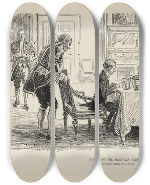 Triptych art skateboard deck of Charles Dana Gibson Advice To The Mentally Feeble By All Means Marry For A Home by Charles Dana Gibson (1867-1944)