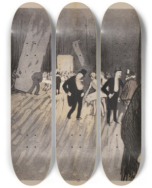 Triptych art skateboard deck of Georges Goursat Sem Les Coulisses De Lopra by Georges Goursat (Sem) (1863-1934)