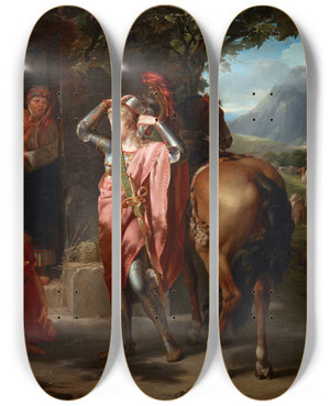 Triptych art skateboard deck of Guillaumeguillon Lethire Erminia And The Shepherds by Guillaume Guillon Lethiere (1760-1832)