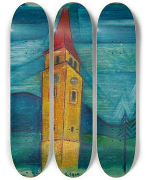 Triptych art skateboard deck of Karl Wiener Der Turm_2 by Karl Wiener (1901-1949)